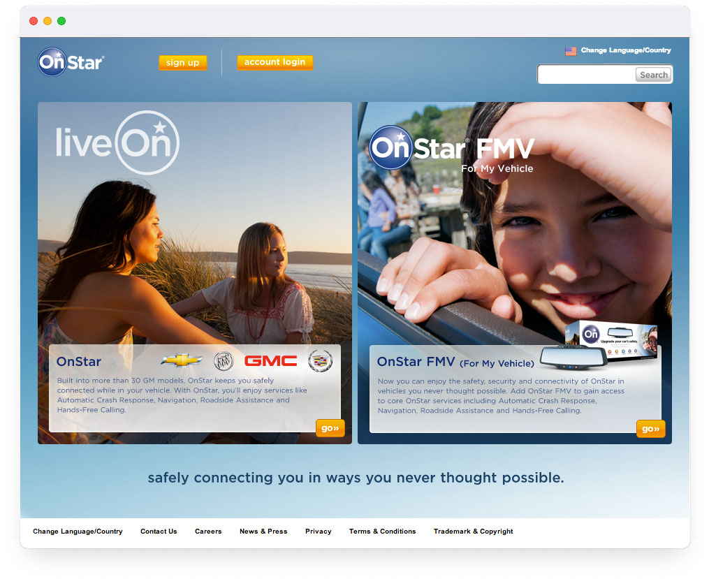 OnStar Split-landing Homepage